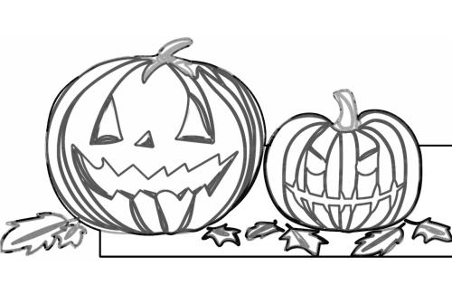 Kolorowanki na Halloween -  Dynie z liściami